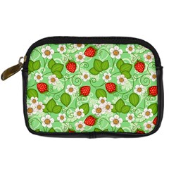 Strawberries Pattern Seamless Digital Camera Leather Case from ArtsNow.com Front