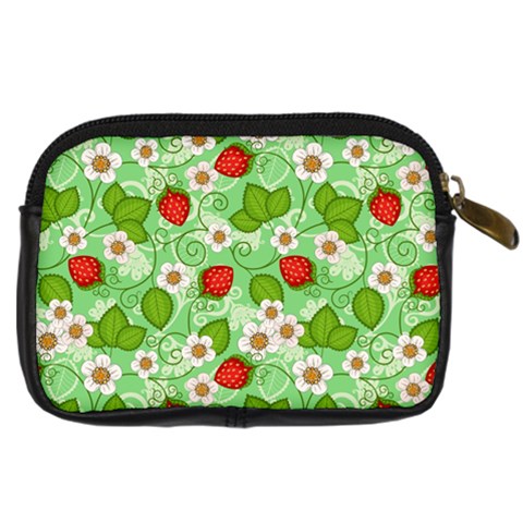 Strawberries Pattern Seamless Digital Camera Leather Case from ArtsNow.com Back