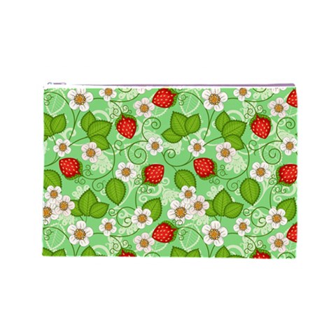 Strawberries Pattern Seamless Cosmetic Bag (Large) from ArtsNow.com Front