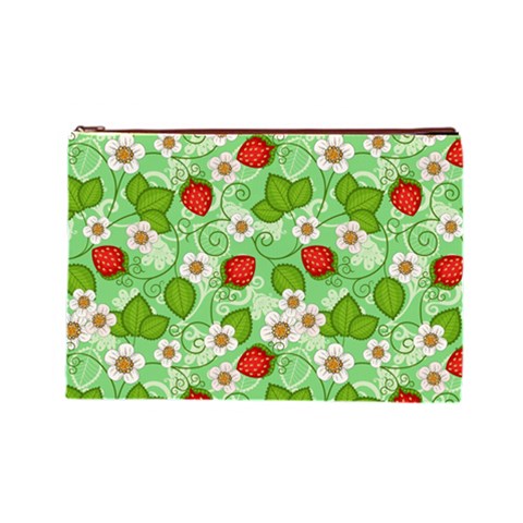 Strawberries Pattern Seamless Cosmetic Bag (Large) from ArtsNow.com Front