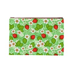 Strawberries Pattern Seamless Cosmetic Bag (Large) from ArtsNow.com Front