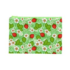 Strawberries Pattern Seamless Cosmetic Bag (Large) from ArtsNow.com Front