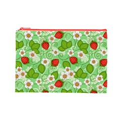 Strawberries Pattern Seamless Cosmetic Bag (Large) from ArtsNow.com Front