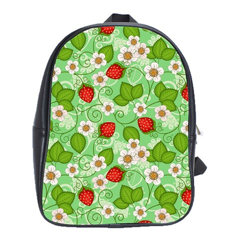 Strawberries Pattern Seamless School Bag (Large) from ArtsNow.com Front