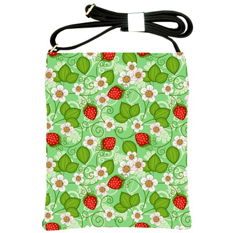 Strawberries Pattern Seamless Shoulder Sling Bag from ArtsNow.com Front