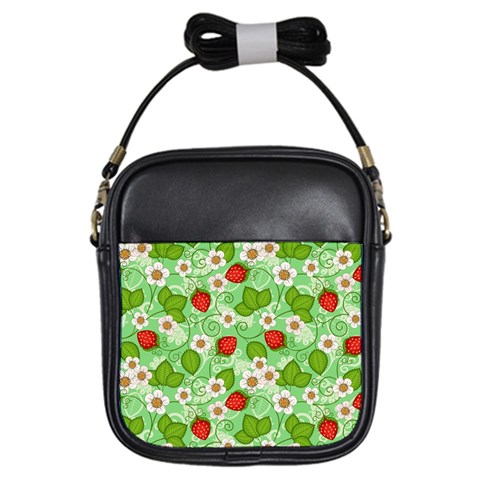 Strawberries Pattern Seamless Girls Sling Bag from ArtsNow.com Front