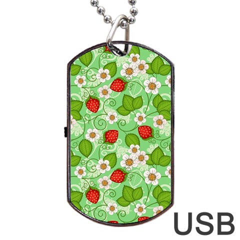 Strawberries Pattern Seamless Dog Tag USB Flash (One Side) from ArtsNow.com Front