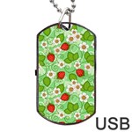 Strawberries Pattern Seamless Dog Tag USB Flash (One Side)