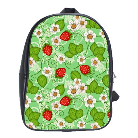 Strawberries Pattern Seamless School Bag (XL) from ArtsNow.com Front