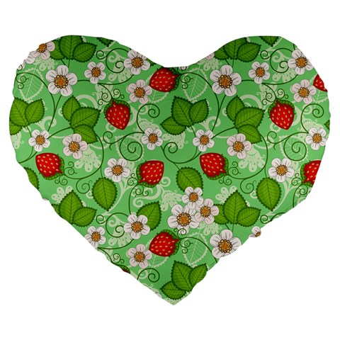 Strawberries Pattern Seamless Large 19  Premium Heart Shape Cushions from ArtsNow.com Front