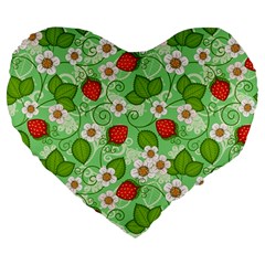 Strawberries Pattern Seamless Large 19  Premium Heart Shape Cushions from ArtsNow.com Front