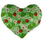 Strawberries Pattern Seamless Large 19  Premium Heart Shape Cushions