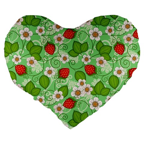 Strawberries Pattern Seamless Large 19  Premium Heart Shape Cushions from ArtsNow.com Back