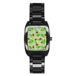 Strawberries Pattern Seamless Stainless Steel Barrel Watch