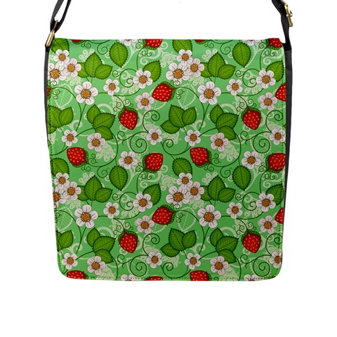 Strawberries Pattern Seamless Flap Closure Messenger Bag (L) from ArtsNow.com Front