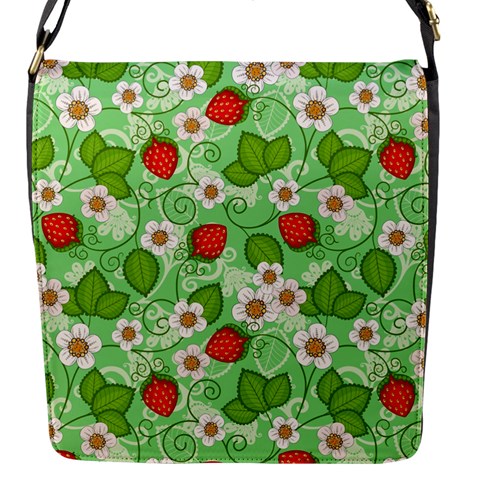 Strawberries Pattern Seamless Flap Closure Messenger Bag (S) from ArtsNow.com Front