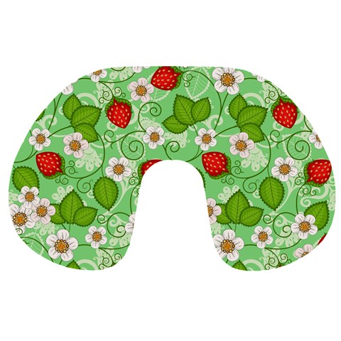 Strawberries Pattern Seamless Travel Neck Pillow from ArtsNow.com Front