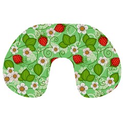 Strawberries Pattern Seamless Travel Neck Pillow from ArtsNow.com Front