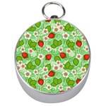 Strawberries Pattern Seamless Silver Compasses