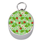 Strawberries Pattern Seamless Mini Silver Compasses