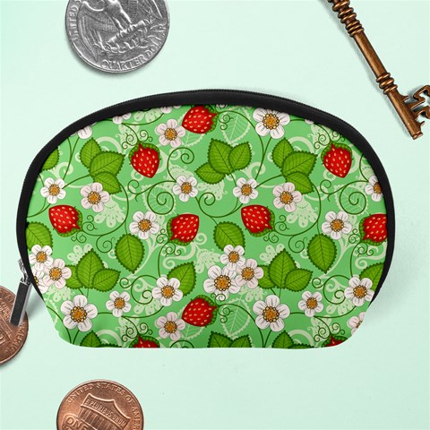 Strawberries Pattern Seamless Accessory Pouch (Large) from ArtsNow.com Back