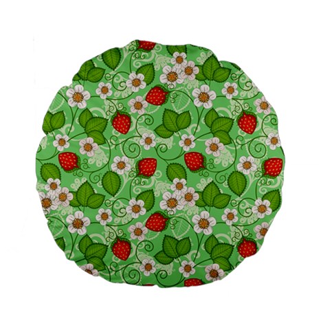 Strawberries Pattern Seamless Standard 15  Premium Flano Round Cushions from ArtsNow.com Front