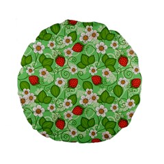 Strawberries Pattern Seamless Standard 15  Premium Flano Round Cushions from ArtsNow.com Front