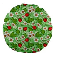 Strawberries Pattern Seamless Large 18  Premium Flano Round Cushions from ArtsNow.com Front