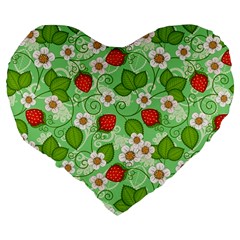 Strawberries Pattern Seamless Large 19  Premium Flano Heart Shape Cushions from ArtsNow.com Back