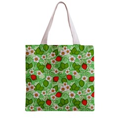 Strawberries Pattern Seamless Zipper Grocery Tote Bag from ArtsNow.com Front