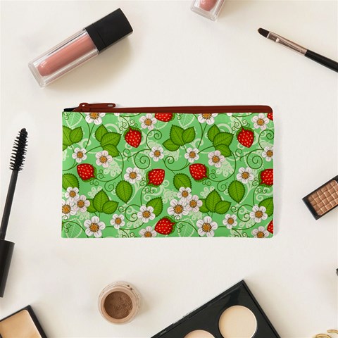 Strawberries Pattern Seamless Cosmetic Bag (XS) from ArtsNow.com Front