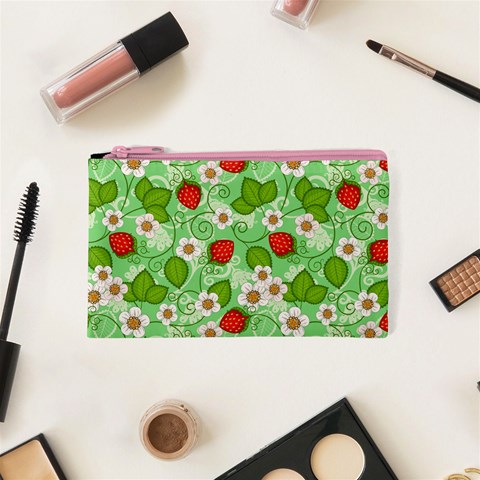 Strawberries Pattern Seamless Cosmetic Bag (XS) from ArtsNow.com Front