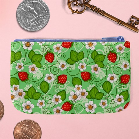 Strawberries Pattern Seamless Large Coin Purse from ArtsNow.com Back