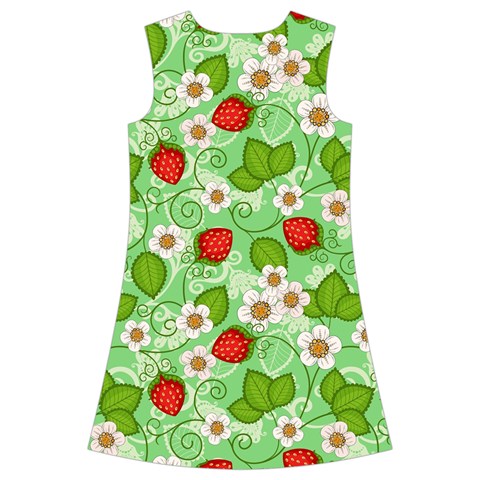 Strawberries Pattern Seamless Kids  Short Sleeve Velvet Dress from ArtsNow.com Back