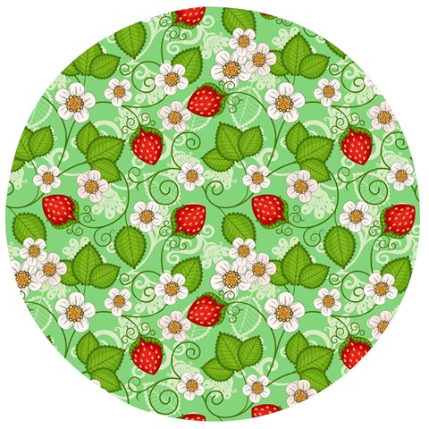 Strawberries Pattern Seamless Wooden Bottle Opener (Round) from ArtsNow.com Front