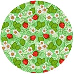 Strawberries Pattern Seamless Wooden Bottle Opener (Round)