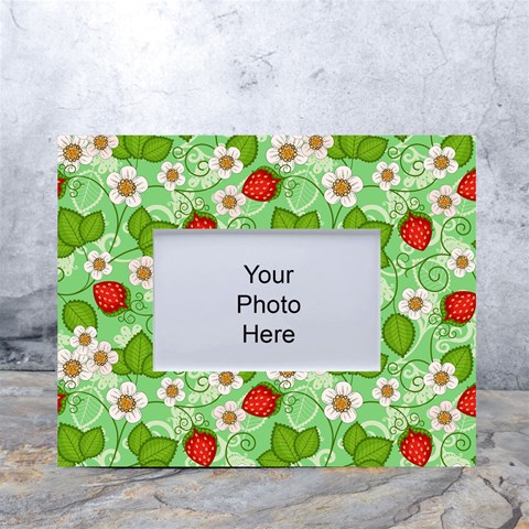 Strawberries Pattern Seamless White Tabletop Photo Frame 4 x6  from ArtsNow.com Front