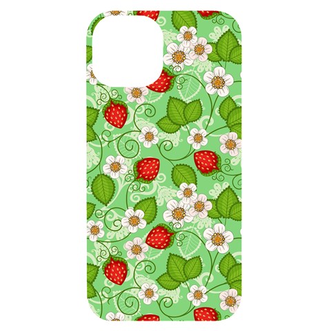 Strawberries Pattern Seamless iPhone 14 Black UV Print Case from ArtsNow.com Front