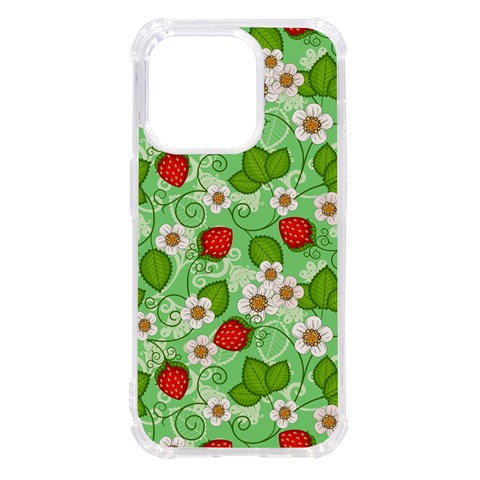 Strawberries Pattern Seamless iPhone 14 Pro TPU UV Print Case from ArtsNow.com Front