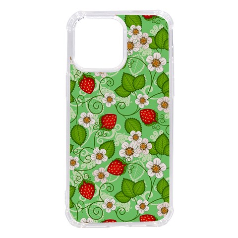 Strawberries Pattern Seamless iPhone 14 Pro Max TPU UV Print Case from ArtsNow.com Front