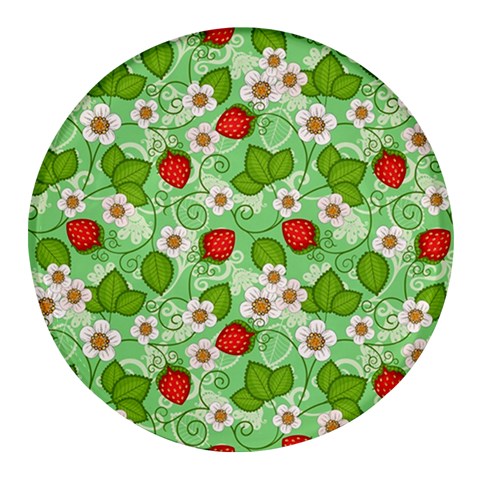 Strawberries Pattern Seamless Round Glass Fridge Magnet (4 pack) from ArtsNow.com Front