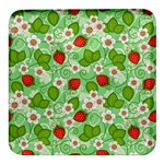 Strawberries Pattern Seamless Square Glass Fridge Magnet (4 pack)