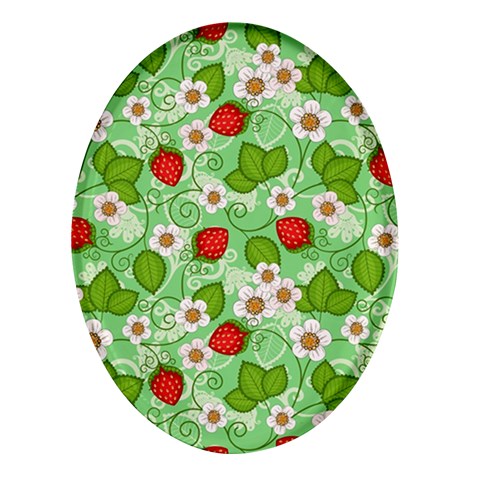 Strawberries Pattern Seamless Oval Glass Fridge Magnet (4 pack) from ArtsNow.com Front