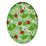 Strawberries Pattern Seamless Oval Glass Fridge Magnet (4 pack)