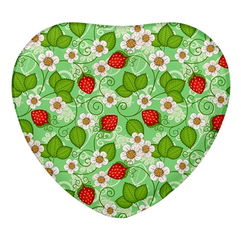 Strawberries Pattern Seamless Heart Glass Fridge Magnet (4 pack) from ArtsNow.com Front