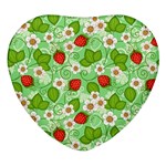 Strawberries Pattern Seamless Heart Glass Fridge Magnet (4 pack)