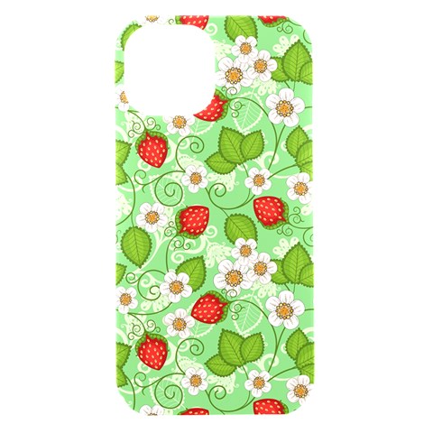 Strawberries Pattern Seamless iPhone 15 Black UV Print PC Hardshell Case from ArtsNow.com Front