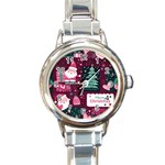 Christmas Santa Claus Round Italian Charm Watch