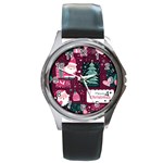 Christmas Santa Claus Round Metal Watch