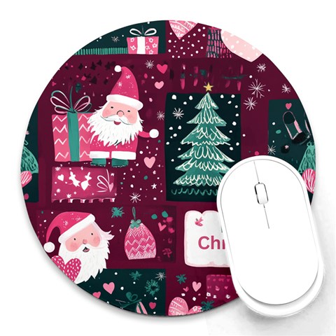 Christmas Santa Claus Round Mousepad from ArtsNow.com Front